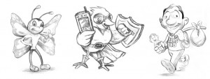 Sketches for mascot logos.