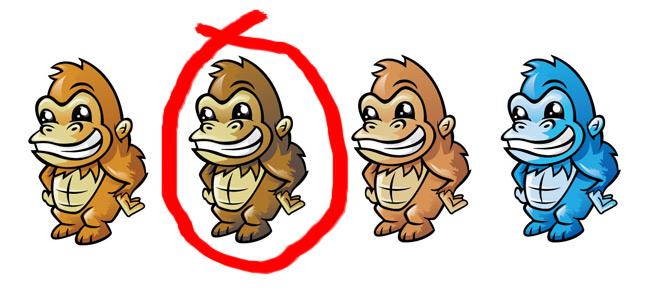 Cartoon mascot coloring concepts for "Bidzilla"